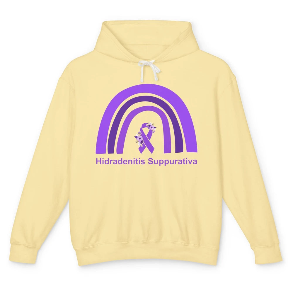 Small Fiber Neuropathy Awareness Floral Purple Rainbow Unisex Lightweight Hoodie