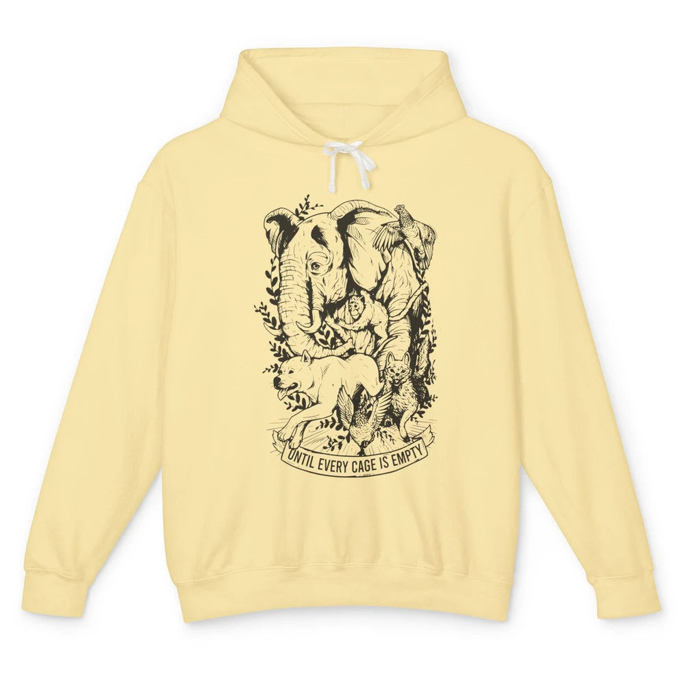 Until Every Cage Empty Farm Animal Rights Vegan Vegetarian Unisex Lightweight Hoodie