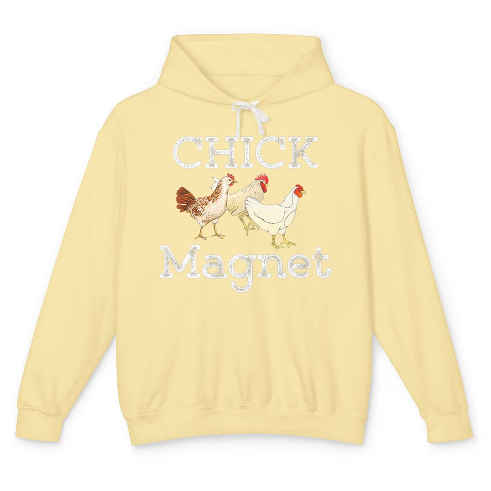 Funny Chicken Magnet Retro Farm Farmer Rooster Farming Chick Unisex Lightweight Hoodie