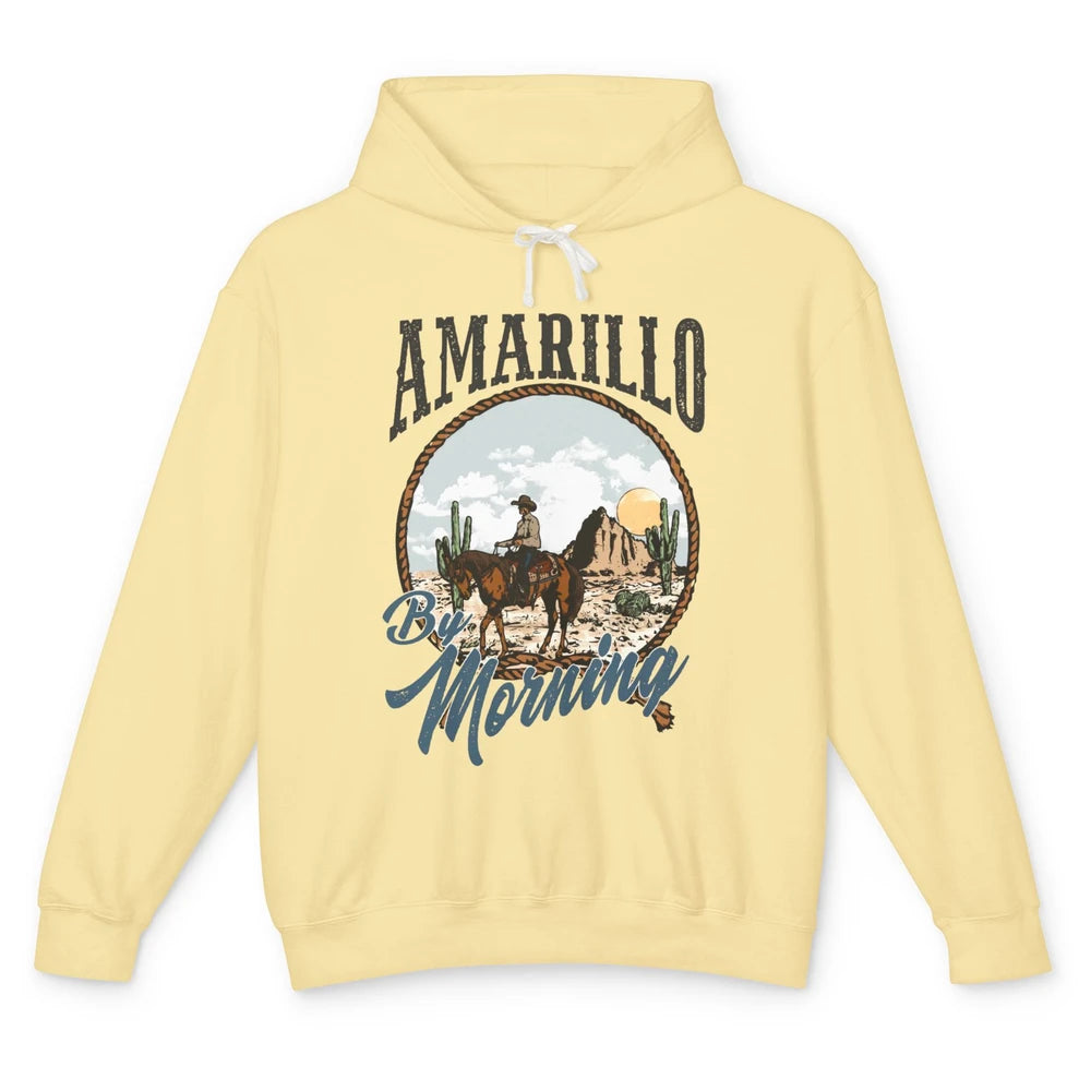 Retro Desert Cowboy Riding Horse Amarillo By Morning Western Unisex Lightweight Hoodie