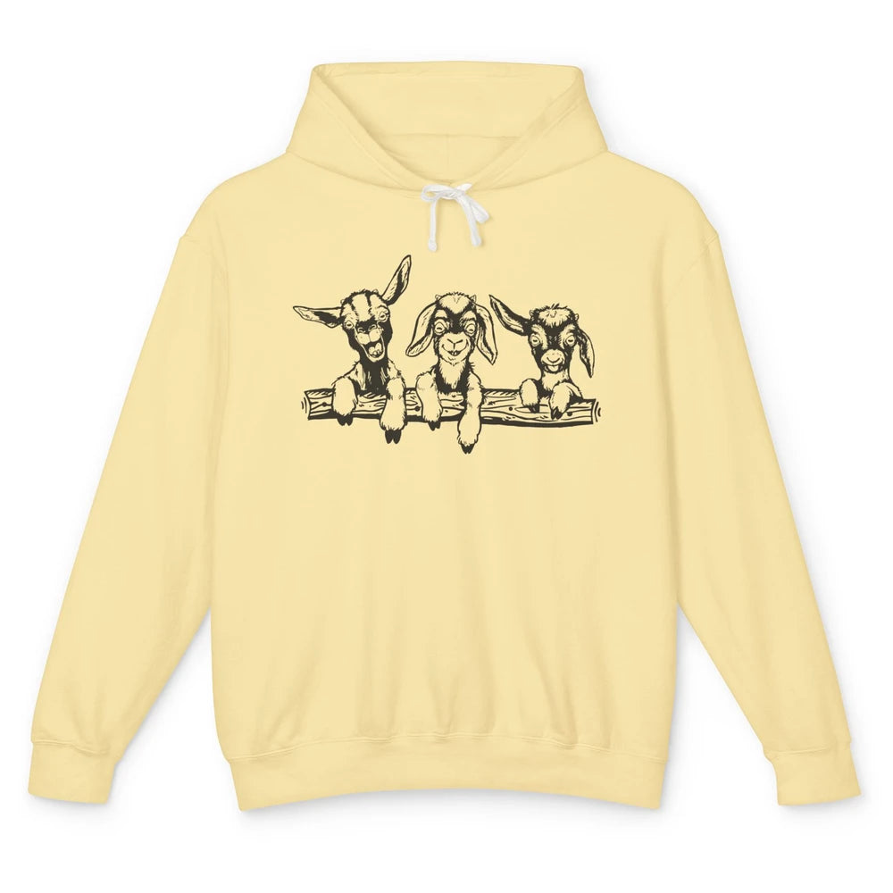 Cute Goats Farm Animal Retro Goat Mom Baby Goat Lovers Gift Unisex Lightweight Hoodie