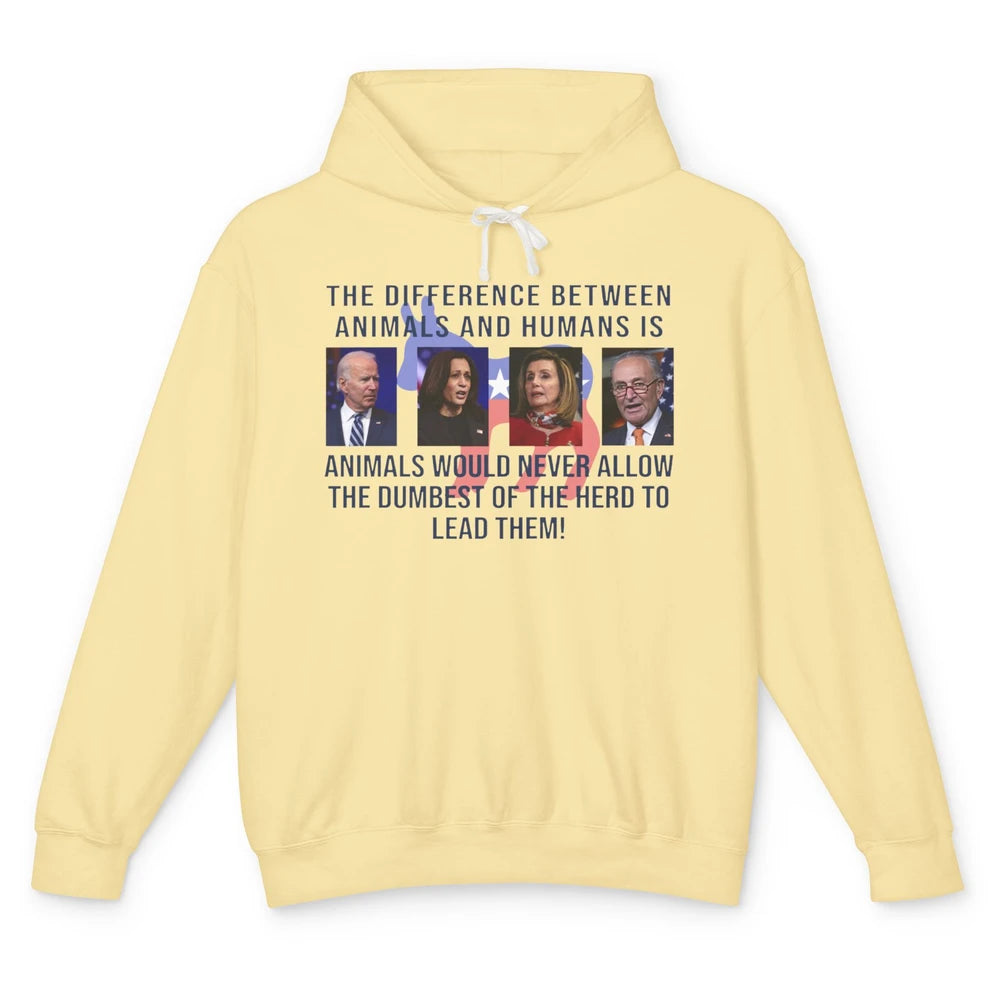 Funny Anti Biden Never Allow The Dumbest To Lead Democrats Unisex Lightweight Hoodie