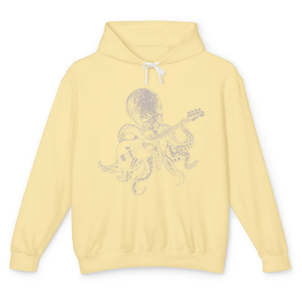 Funny Octopus Playing Guitar Guitarist Musician Bassist Unisex Lightweight Hoodie