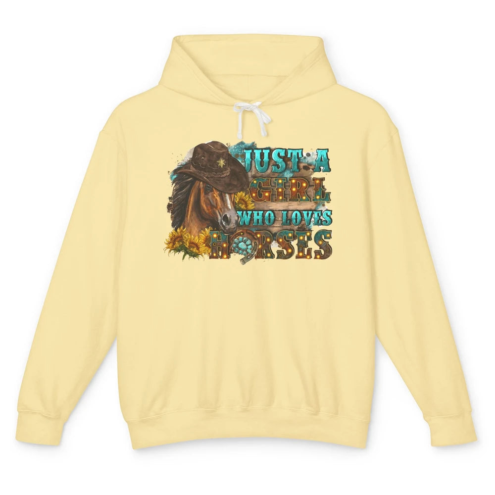 Floral Horse Mom Just A Girl Who Loves Horses Western Cowboy Unisex Lightweight Hoodie