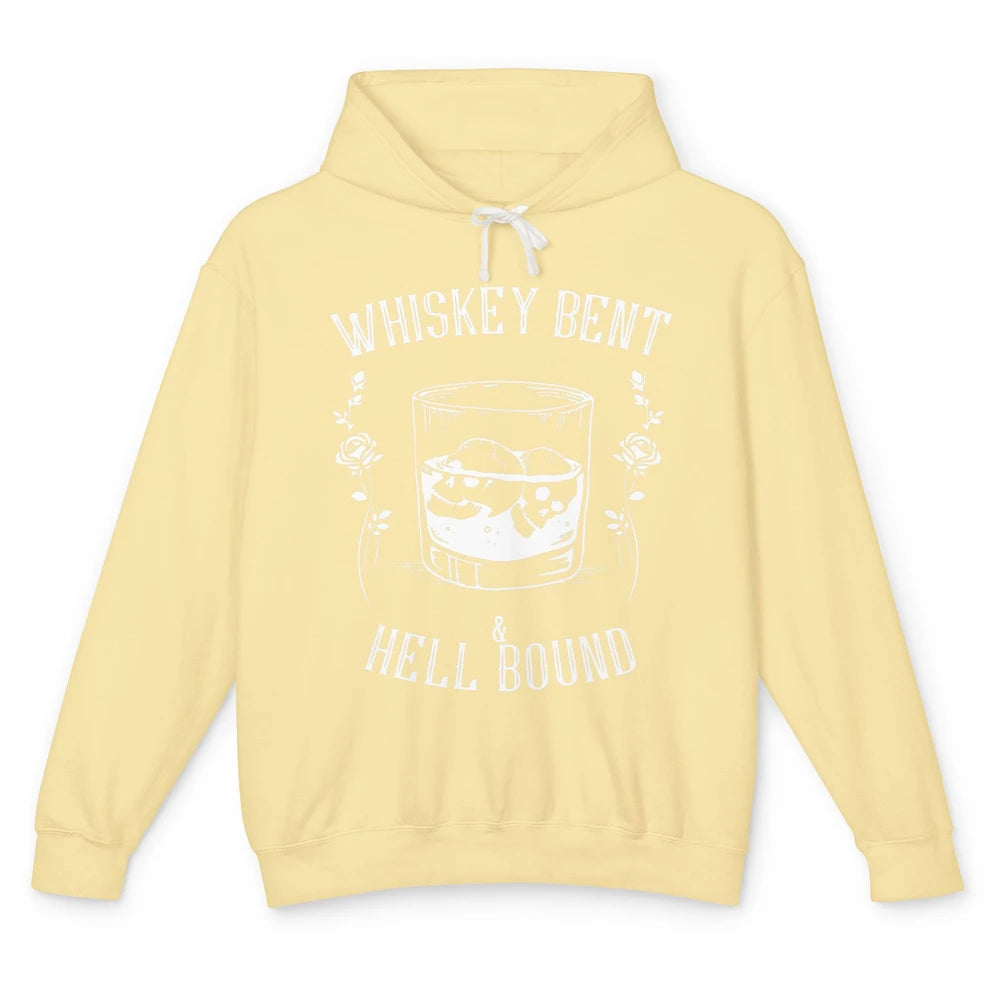 Whiskey Bent Hell Bound Wine Shot Drinker Alcoholic Bourbon Unisex Lightweight Hoodie