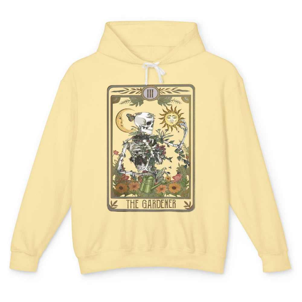 Floral Skeleton Gardening Tarot The Gardener Plant Lovers Unisex Lightweight Hoodie