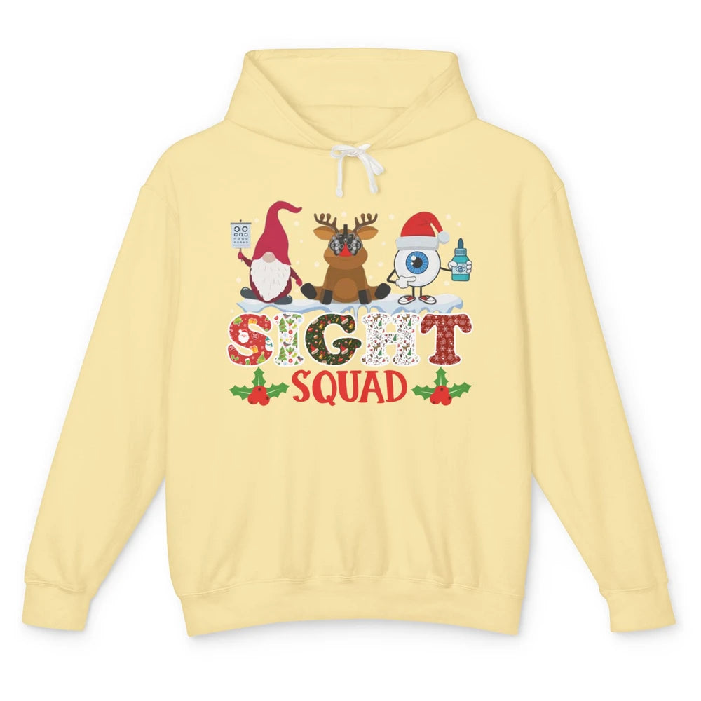 Optometrist Sight Squad Gnome Reindeer Optician Christmas Unisex Lightweight Hoodie