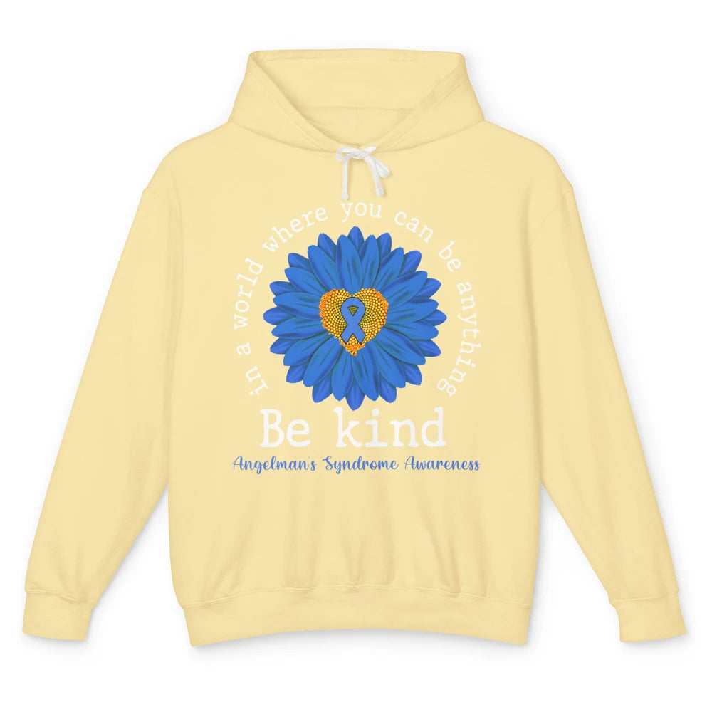 Angelman's Syndrome Awareness Blue Ribbon Sunflower Be Kind Unisex Lightweight Hoodie