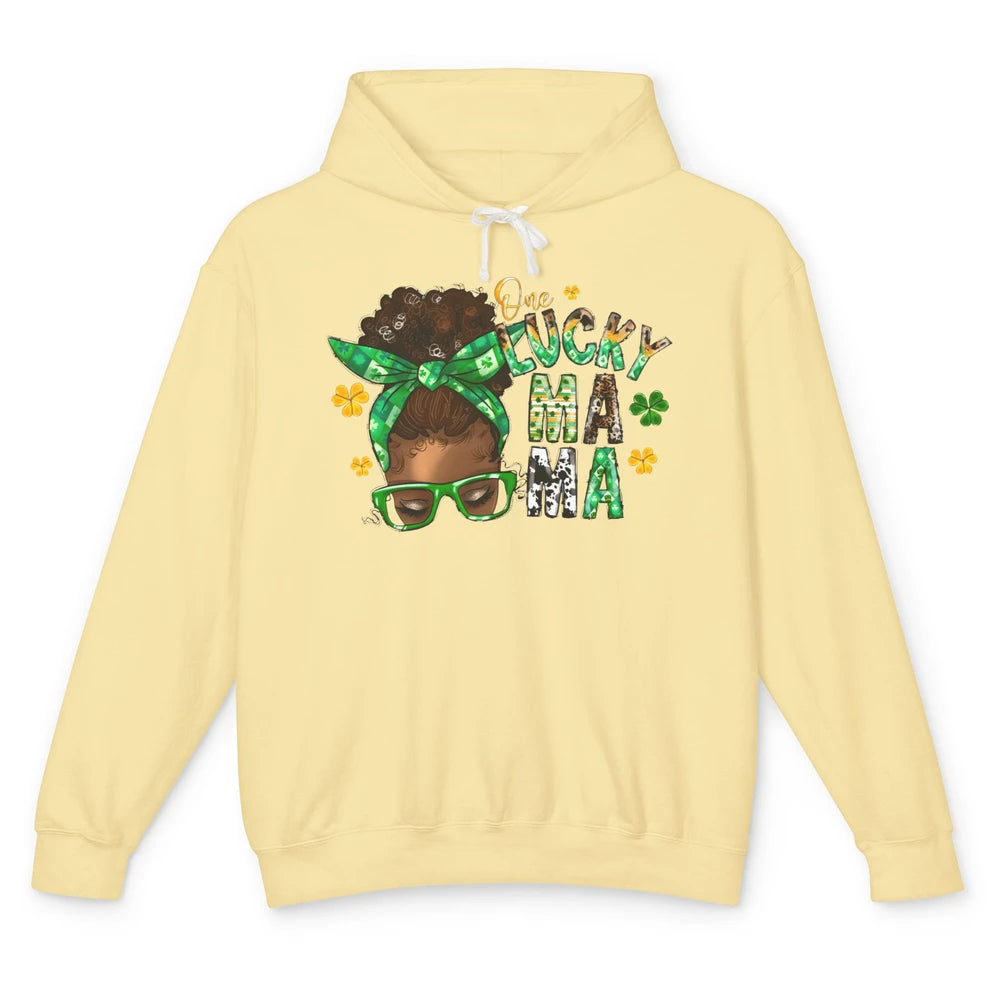 One Lucky Mama Afro Mom St Patrick's Day Black Mother Gift Unisex Lightweight Hoodie