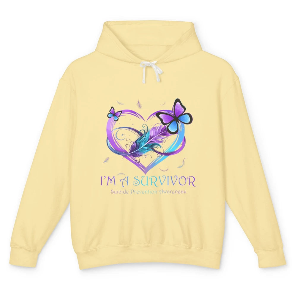 Survivor Purple Teal Heart Love Suicide Prevention Awareness Unisex Lightweight Hoodie