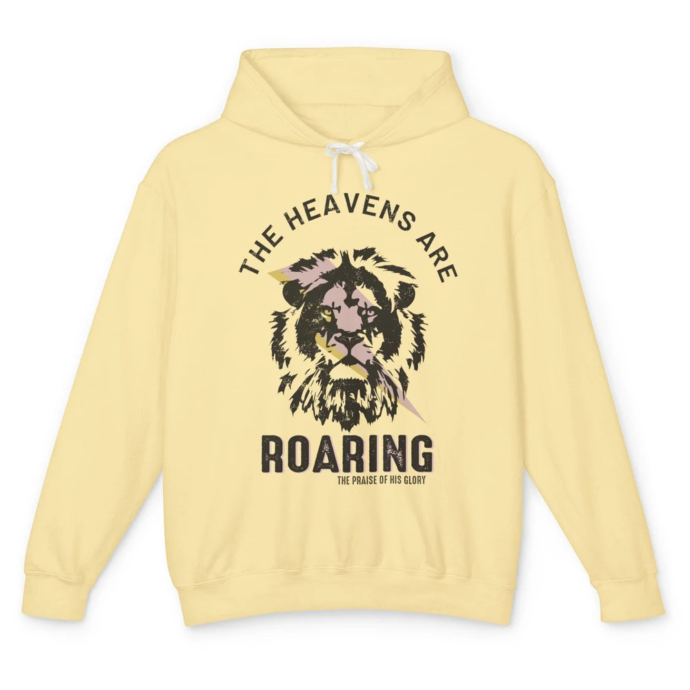 Lion Lightning Bolt Heavens Are Roaring Christian Catholic Unisex Lightweight Hoodie