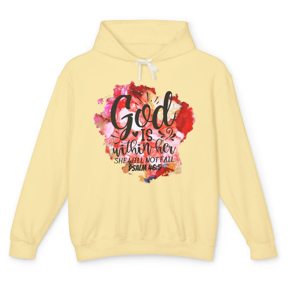 Christian God's Within Her She Will Not Fail Bible Religious Unisex Lightweight Hoodie