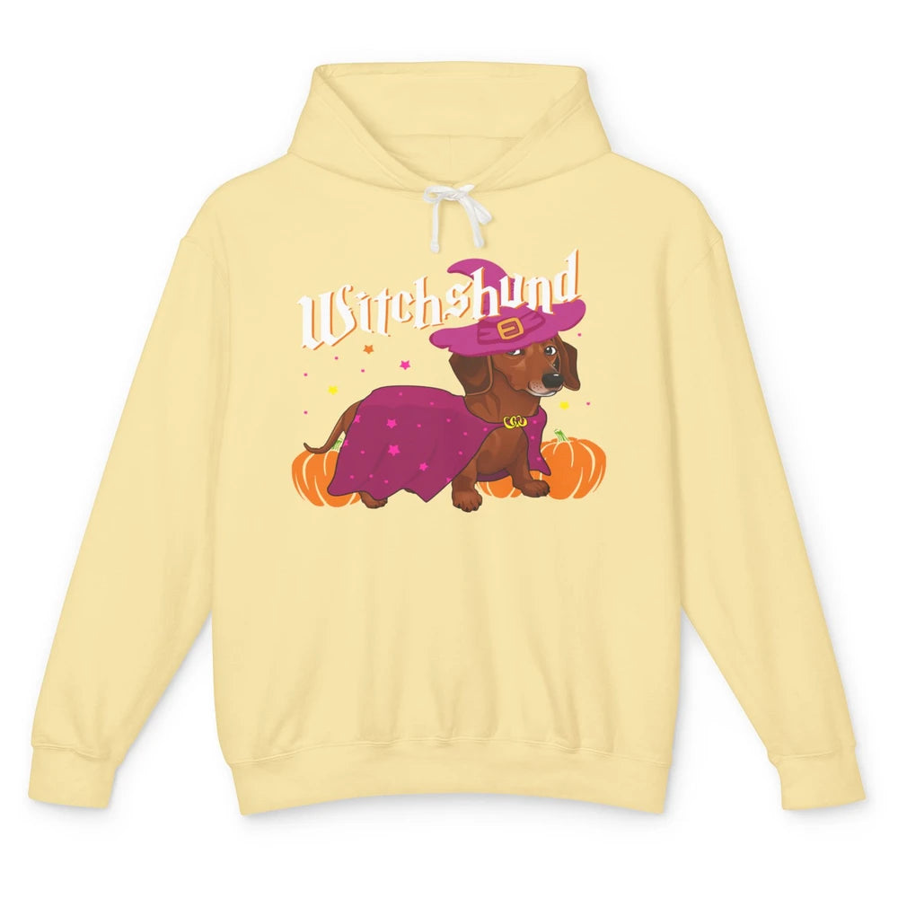 Dachshund Dog Witch Boo Moon Pumpkin Halloween Spooky Season Unisex Lightweight Hoodie