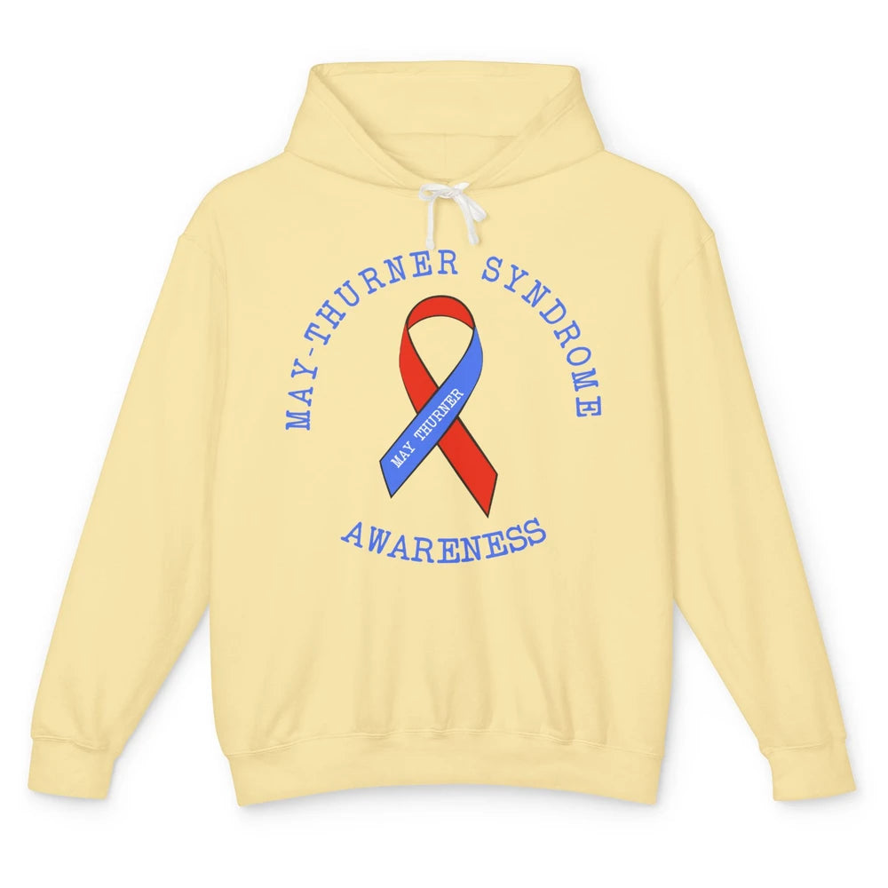 May-thurner Syndrome Awareness Red Blue Ribbon Rainbow Unisex Lightweight Hoodie