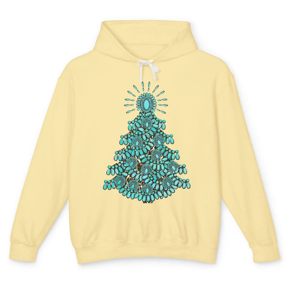 Turquoise Christmas Tree Western Christmas Country Farm Unisex Lightweight Hoodie