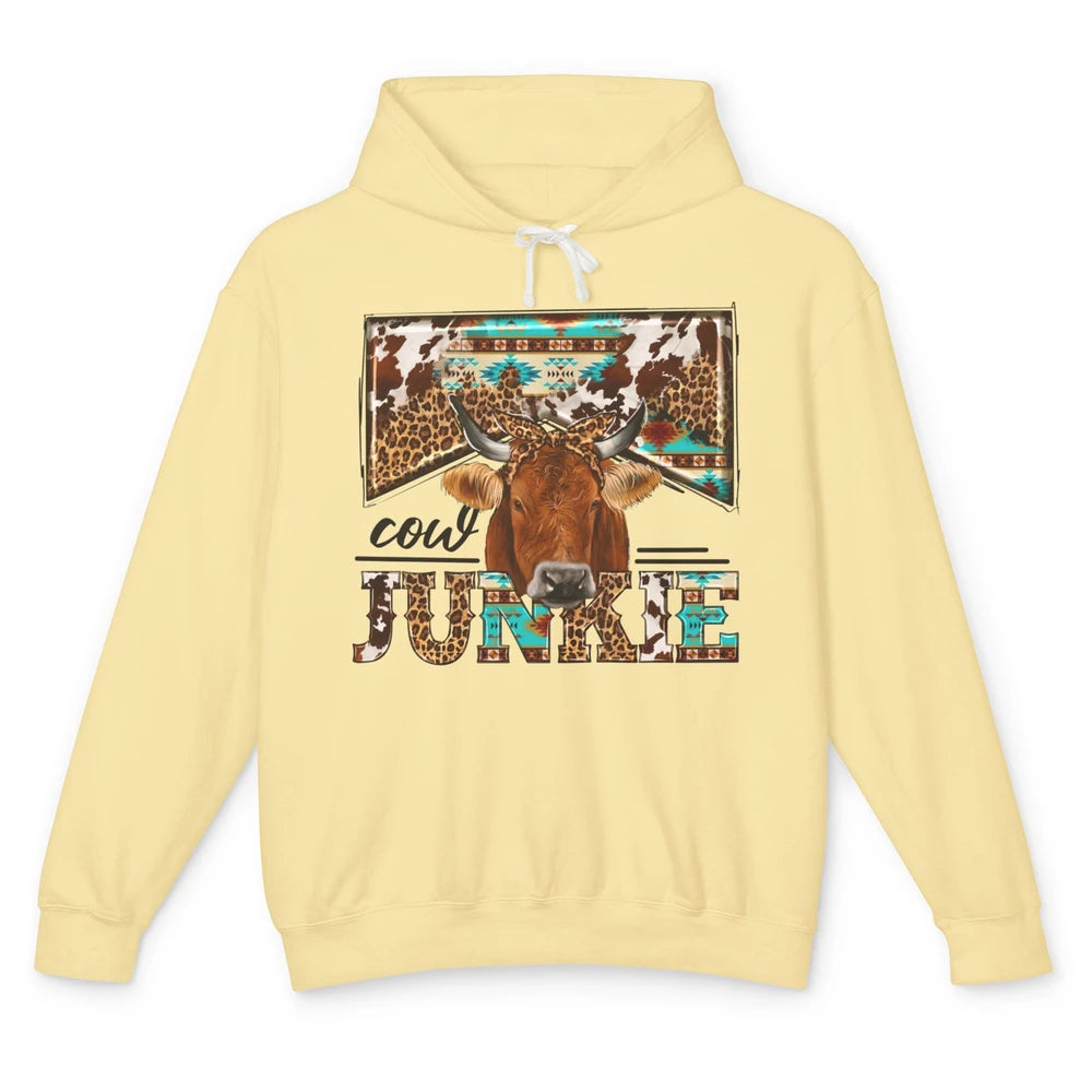 Retro Leopard Bandana Cow Junkie Western Country Farm Animal Unisex Lightweight Hoodie