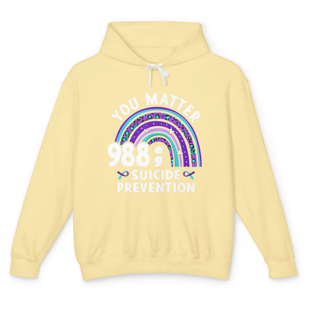 Suicide Prevention Month Hotline Semicolon Rainbow Warrior Unisex Lightweight Hoodie