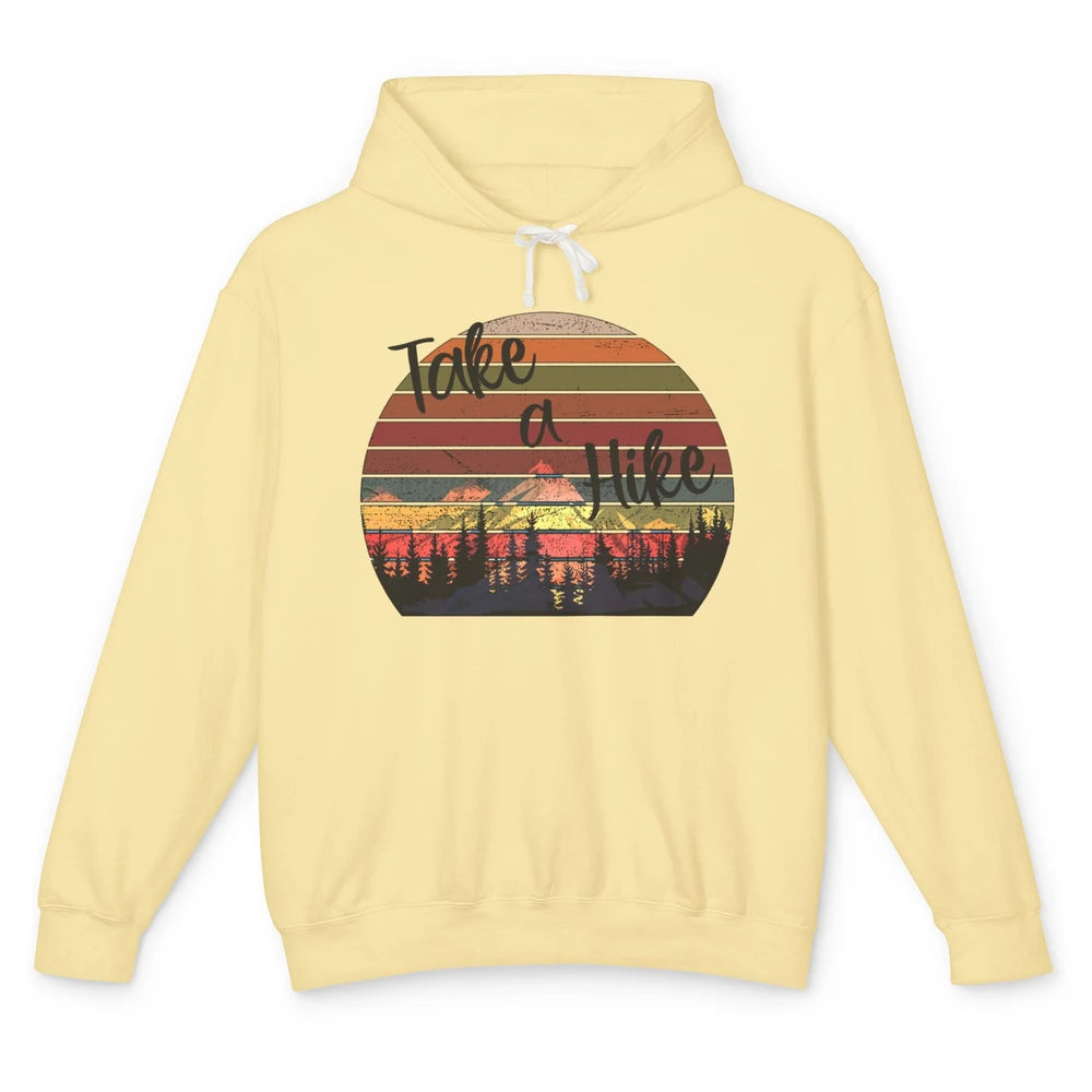 Vintage Take A Hike Sunset Hiker Hiking Camping Lover Gift Unisex Lightweight Hoodie