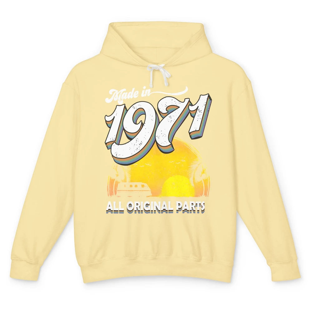 Vintage Born in 1971 All Original Parts 50th Birthday Gift Unisex Lightweight Hoodie