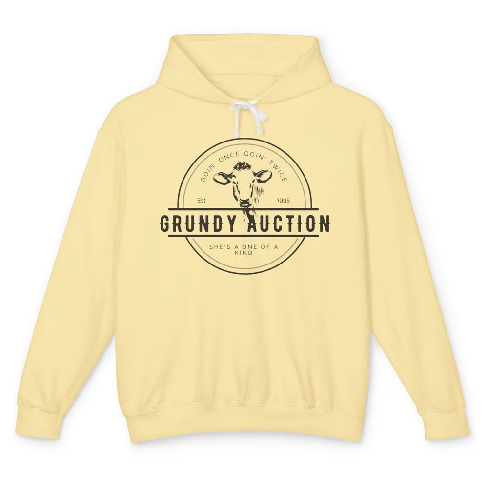 Retro Cow Cattle Grundy County Auction Western Country Farm Unisex Lightweight Hoodie