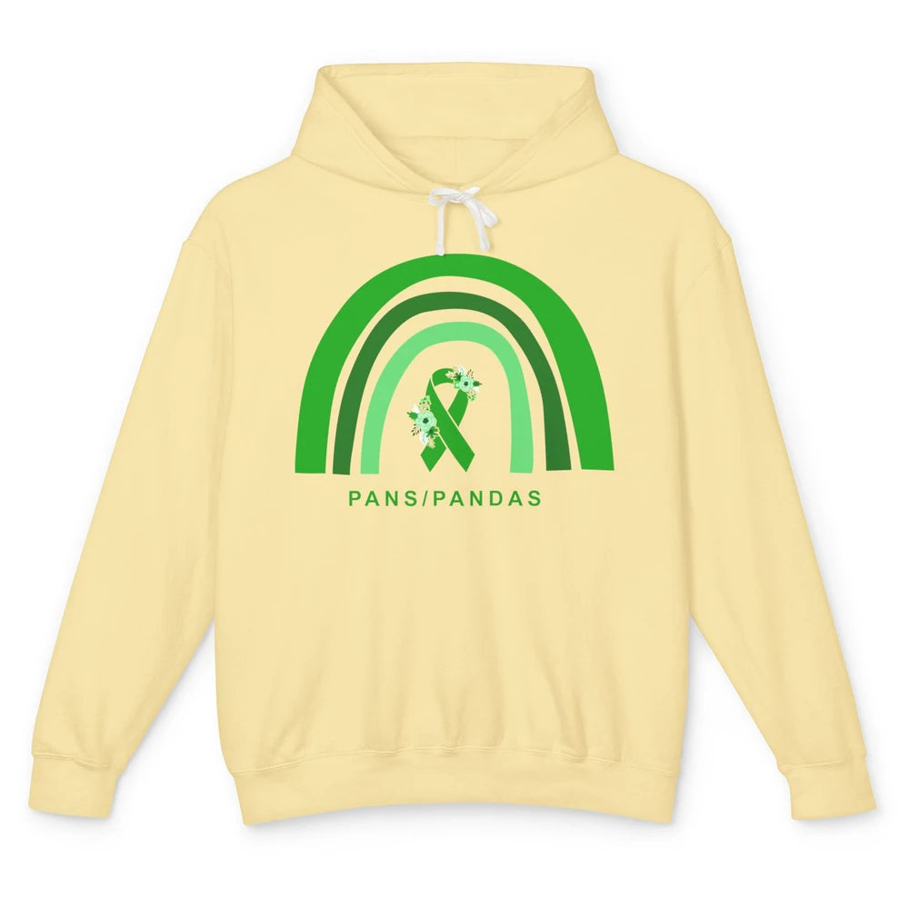 PANS/PANDAS Awareness Floral Green Ribbon Rainbow Pans Unisex Lightweight Hoodie