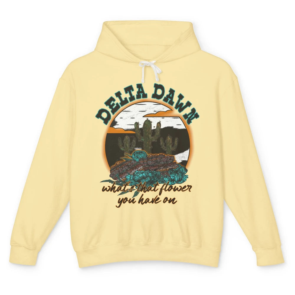 Retro Desert Night Delta Dawn What's That Flower Western Unisex Lightweight Hoodie