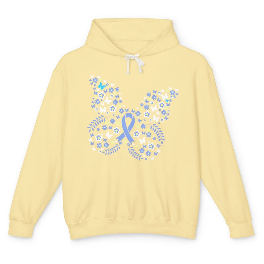 Butterfly Colon Warrior Colorectal Cancer Dark Blue Ribbon Unisex Lightweight Hoodie