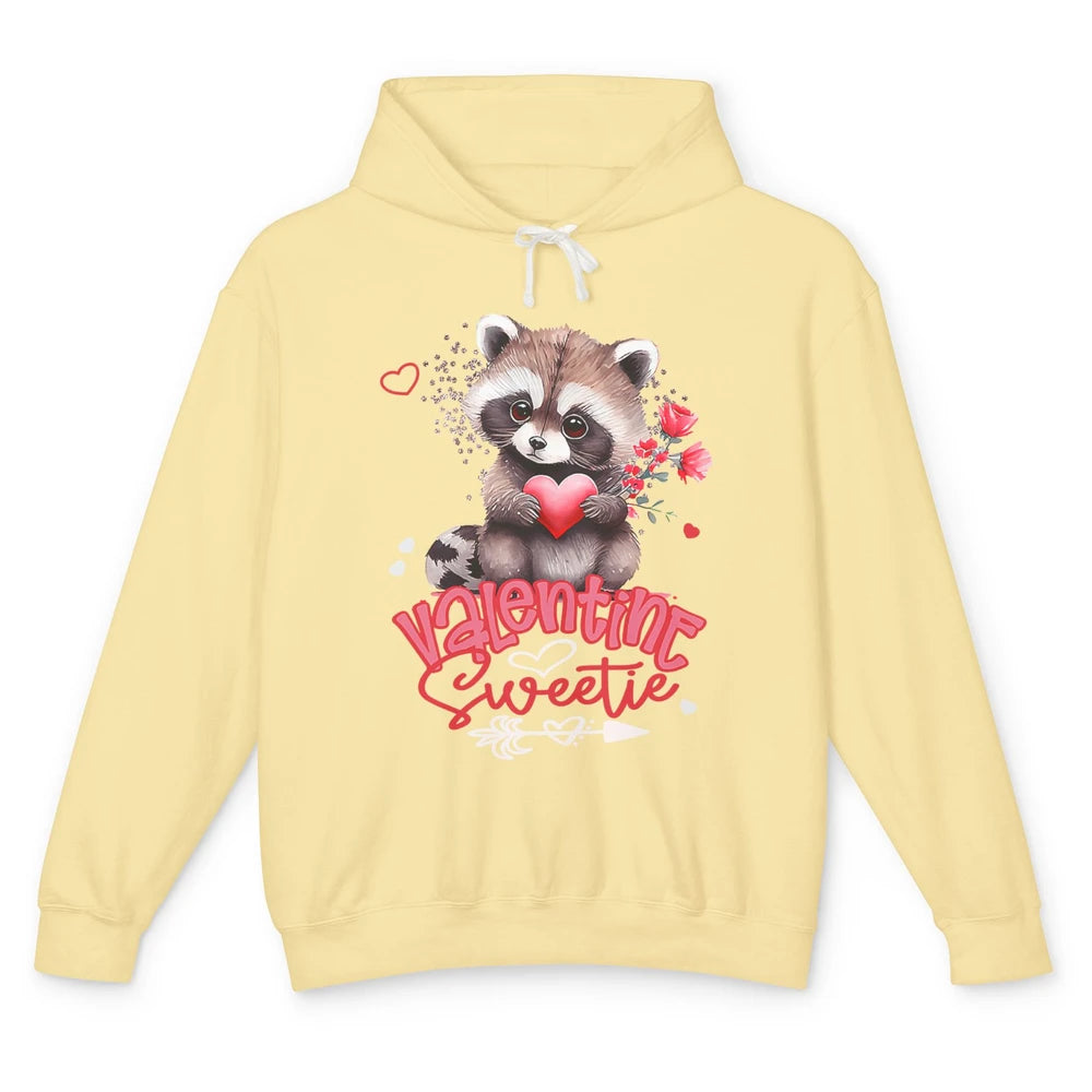 Adorable Baby Raccoon Cute Happy Valentine Sweetie Opossum Unisex Lightweight Hoodie