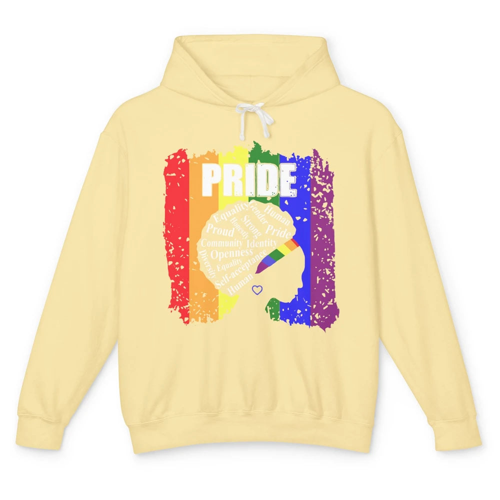 Proud Afro Girl Gay Pride Month Equality Unisex Lightweight Hoodie