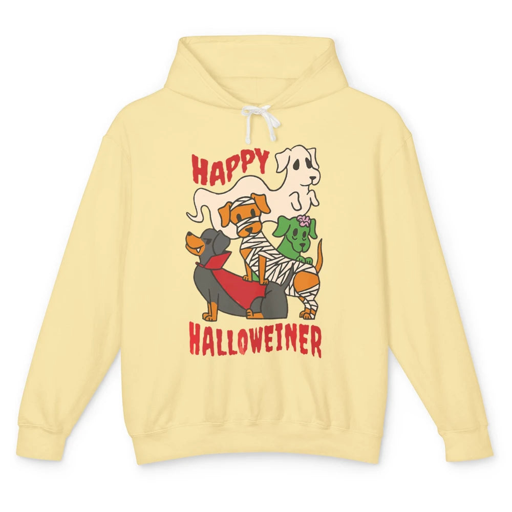 Groovy Dachshund Dog Skeleton Vampire Halloween Spooky Party Unisex Lightweight Hoodie