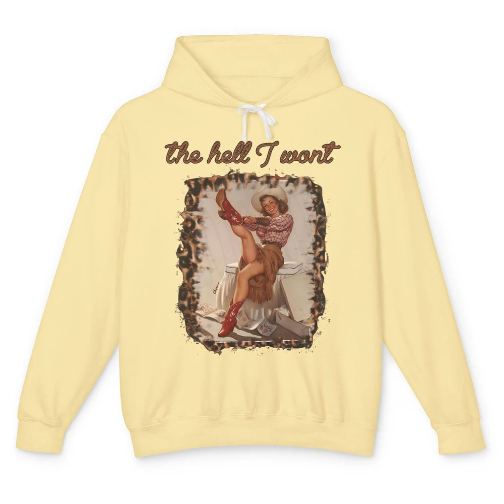 Leopard Boho Cowgirl Boots The Hell I Won't Western Country Unisex Lightweight Hoodie