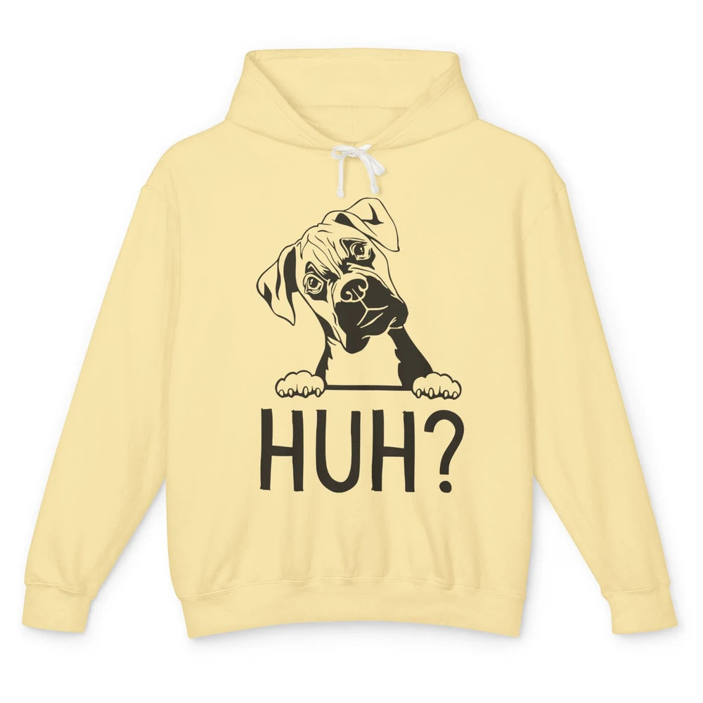 Funny Boxer Dog Black White Huh? Dog Boxer Lovers Gift Unisex Lightweight Hoodie