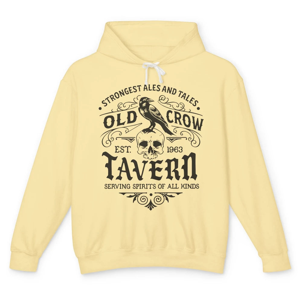 Retro Halloween Black Crow Old Crow Tavern Est 1693 Magic Unisex Lightweight Hoodie