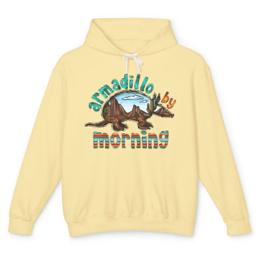 Retro Desert Sunset Armadillo By Morning Western Country Unisex Lightweight Hoodie