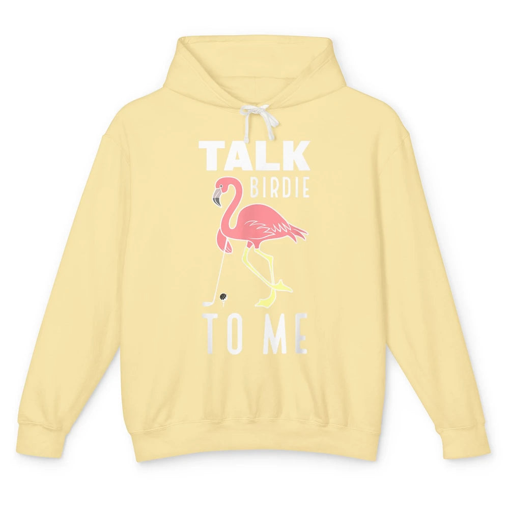 Funny Talk Birdie To Me Golf Player Retro Golfer Flamingo Unisex Lightweight Hoodie