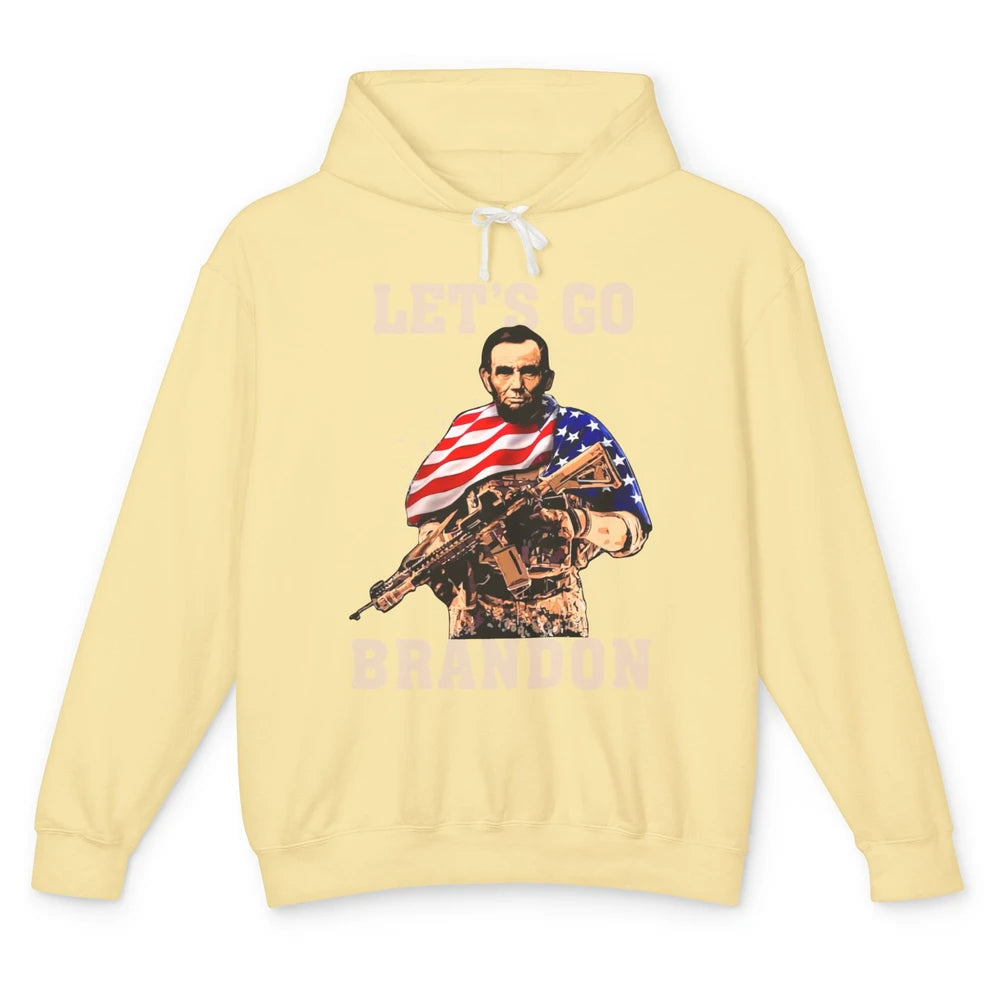 Abraham Lincoln US Flag Lets Go Brandon Conservative Liberal Unisex Lightweight Hoodie