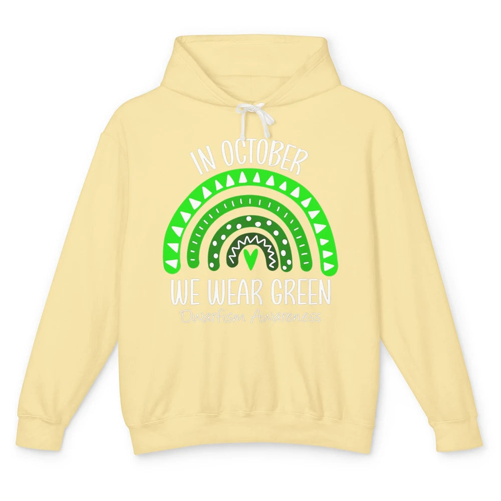 Dwarfism Awareness Month In October Wear Green Heart Rainbow Unisex Lightweight Hoodie