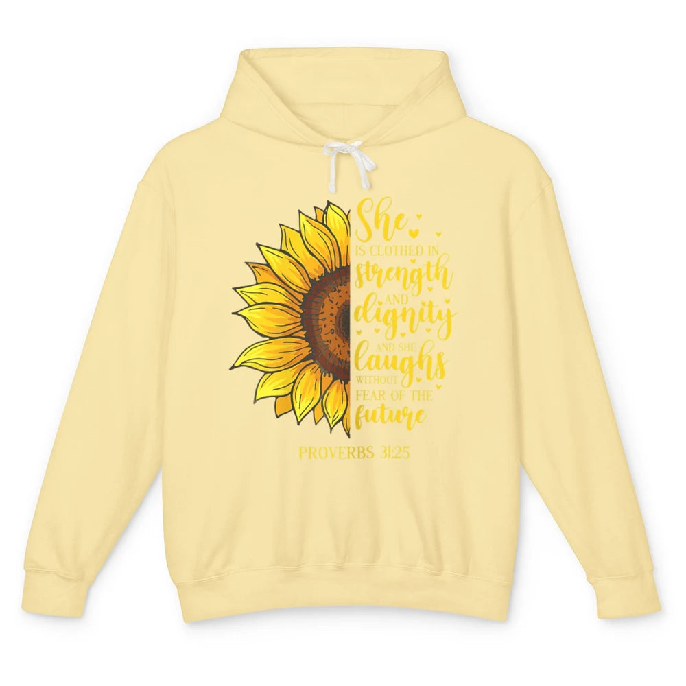 Sunflower Jesus Faith Christian God Bible Verse Religious Unisex Lightweight Hoodie