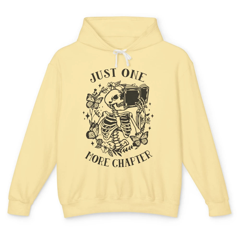 Funny Skeleton Reading Just One More Chapter Book Lovers Unisex Lightweight Hoodie