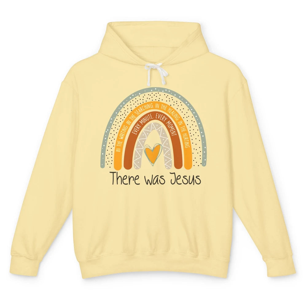 There Was Jesus Love Boho Rainbow Christian Easter Day Unisex Lightweight Hoodie