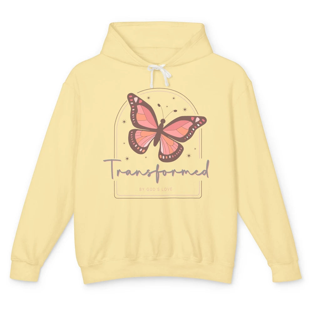 Transformed By God's Love Butterfly Faith Christian Jesus Unisex Lightweight Hoodie