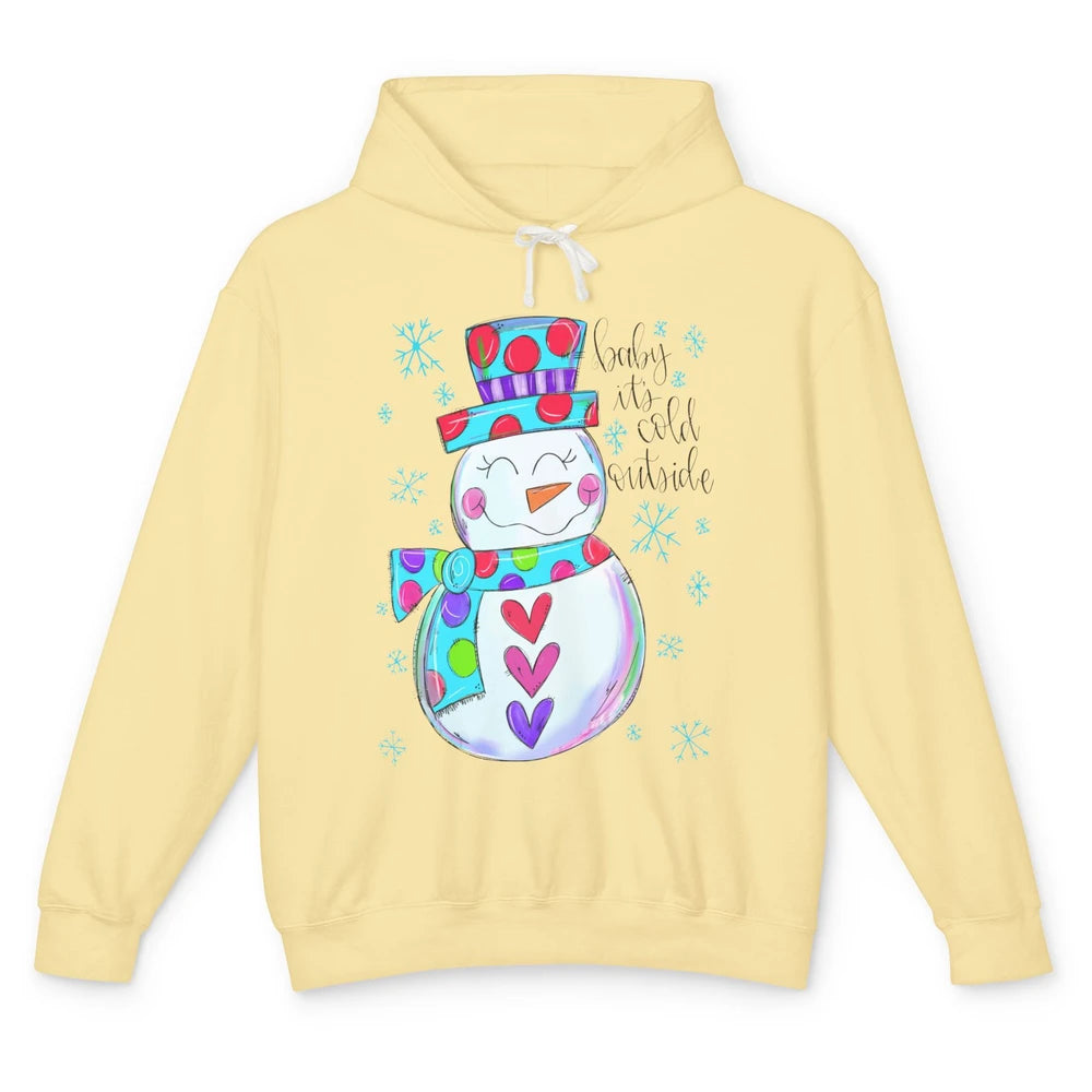 Winter Snowman Baby It's Cold Outside Christmas Hand Drawn Unisex Lightweight Hoodie