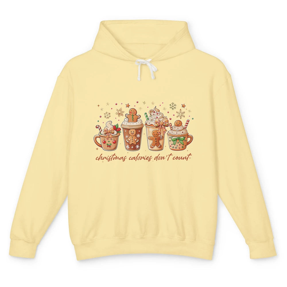 Christmas Calories Not Count Funny Gingerbread Coquette Coffee Xmas Unisex Lightweight Hoodie