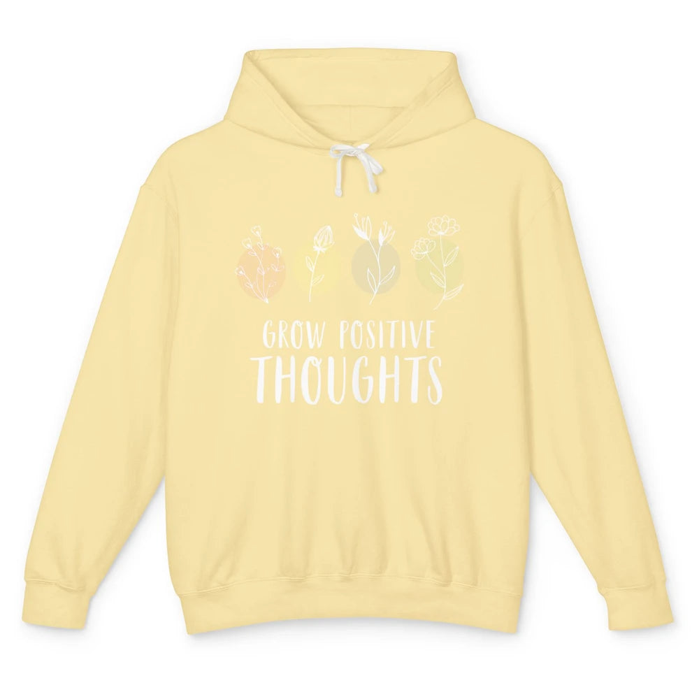 Retro Grow Positive Thoughts Vintage Wildflowers Happy Mind Unisex Lightweight Hoodie