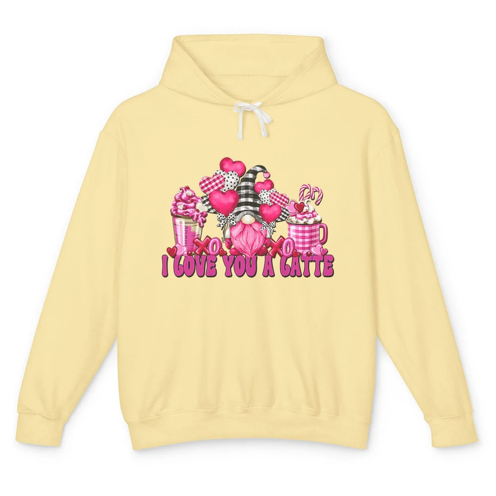 Pink Gnome And Valentines Day Latte Mugs I Love You Coffee Unisex Lightweight Hoodie