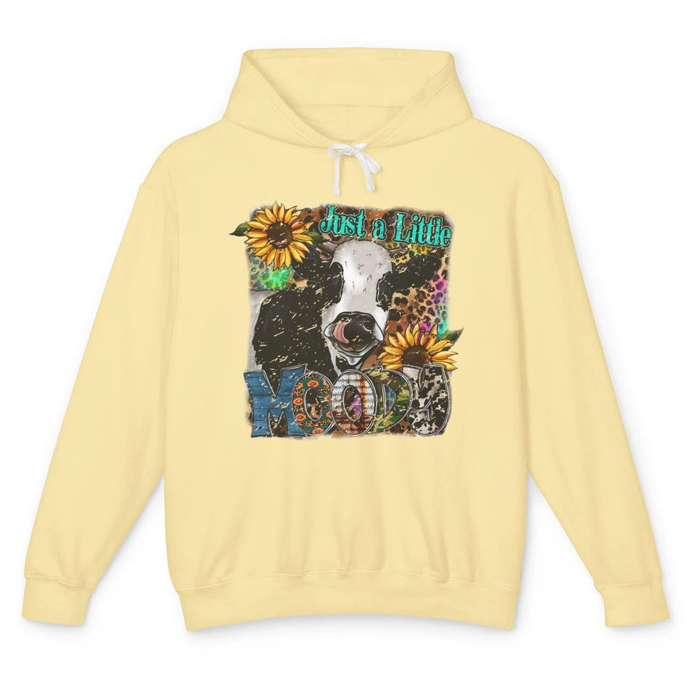 Sunflower Cow Just A Little Moody Leopard Western Country Unisex Lightweight Hoodie