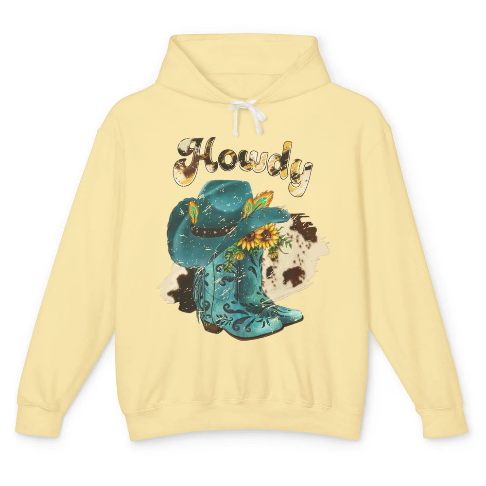 Cowboy Boot Leopard Sunflower Let's Go Girls Western Cowgirl Unisex Lightweight Hoodie