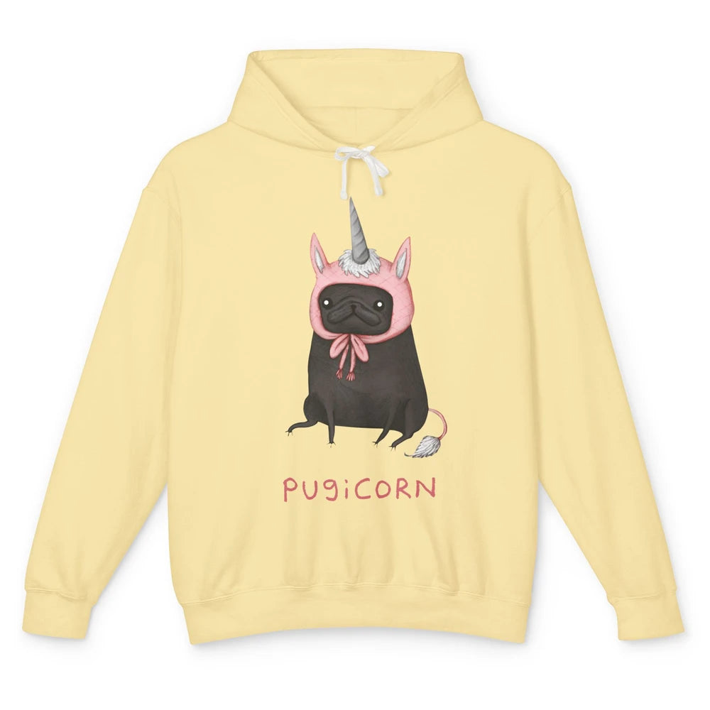 Funny Pug Unicorn Parody Costume Pug Mom Animal Humorous Unisex Lightweight Hoodie