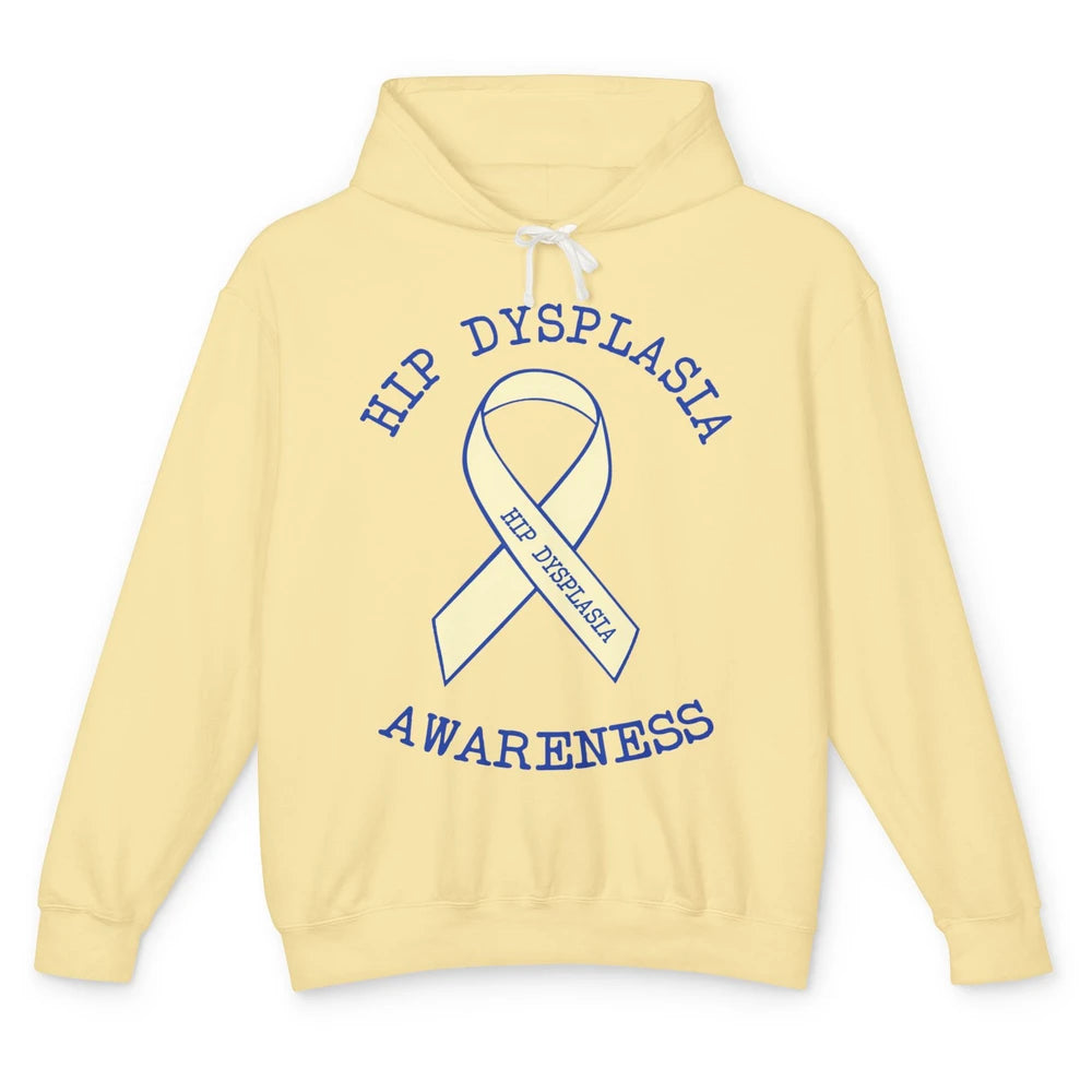 Hip Dysplasia Awareness Floral Blue White Ribbon DDH Unisex Lightweight Hoodie