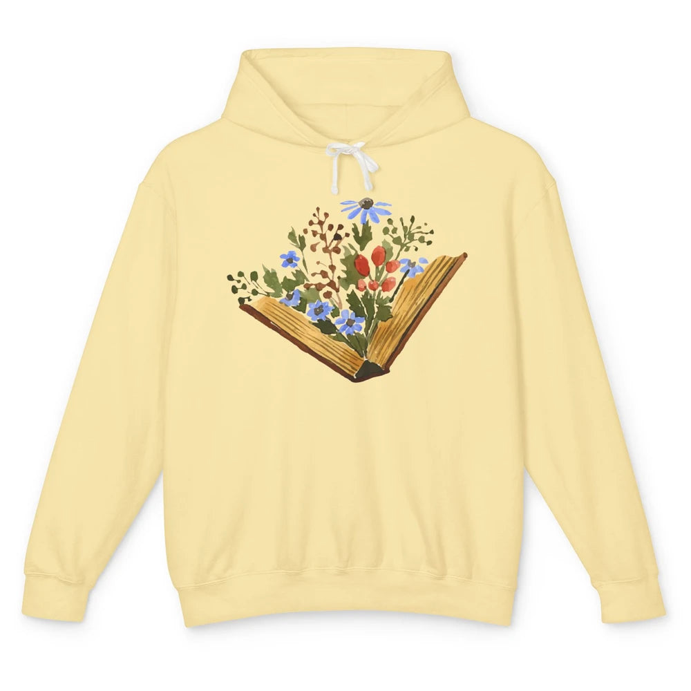 Retro Wildflowers Book Reading Bookworm Teacher Librarian Unisex Lightweight Hoodie